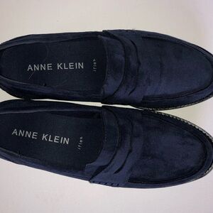 Anne Klein Navy Blue Suede iflex Loafers